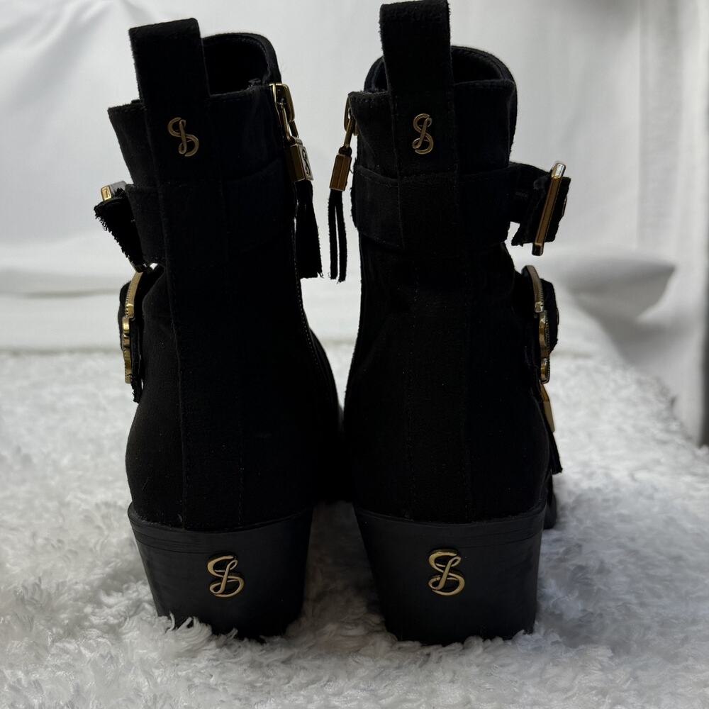 Sam and Libby Boots Gold Buckle And Black Suede Size 7.5 - Picture 4 of 10